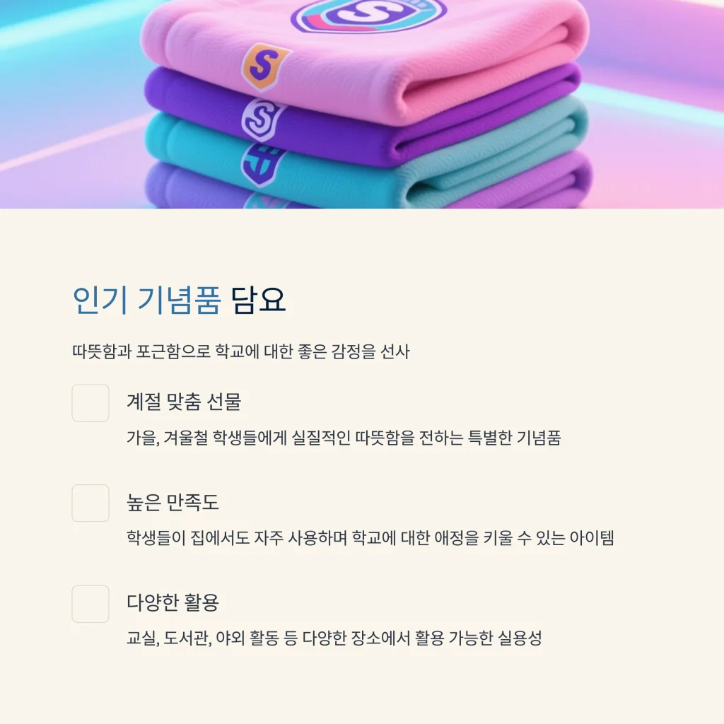 학교 기념품 제작 인기 제품 단체선물 담요 주문제작