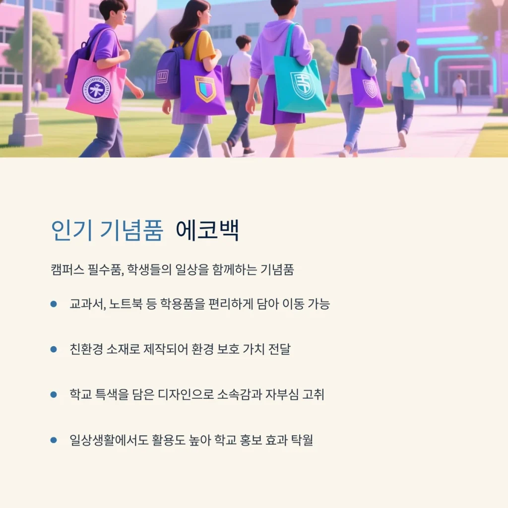 학교 기념품 제작 에코백 맞춤주문제작