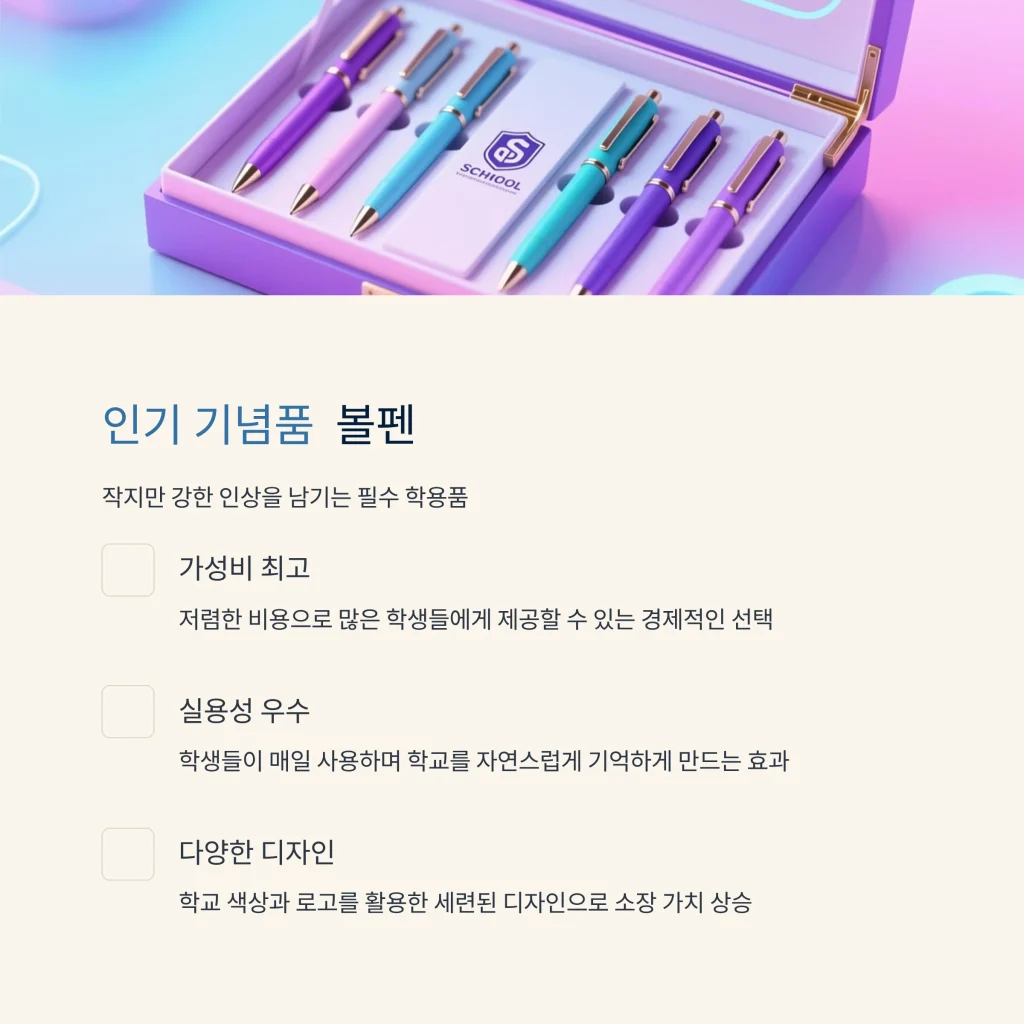 학교 기념품 제작 저렴한 제품 볼펜 대량주문 할인