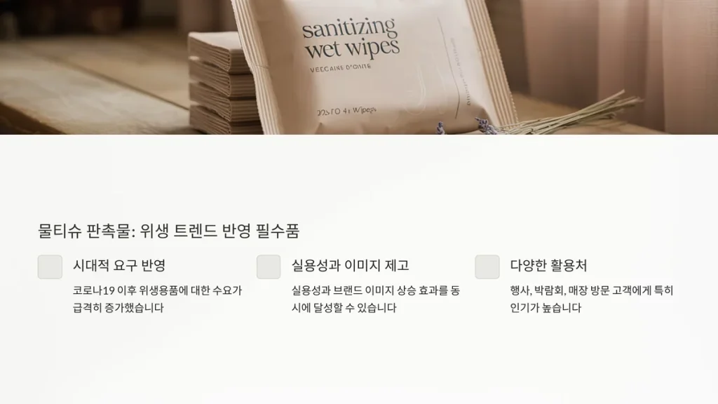 홍보물 제작 병원 물티슈 판촉물